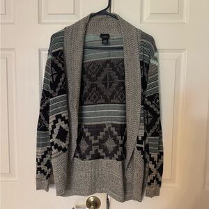 Rue21 Geometric Gray and Black Cardigan Sweater